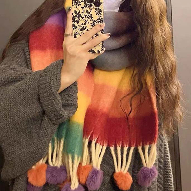 Colourful Striped Warm Scarf