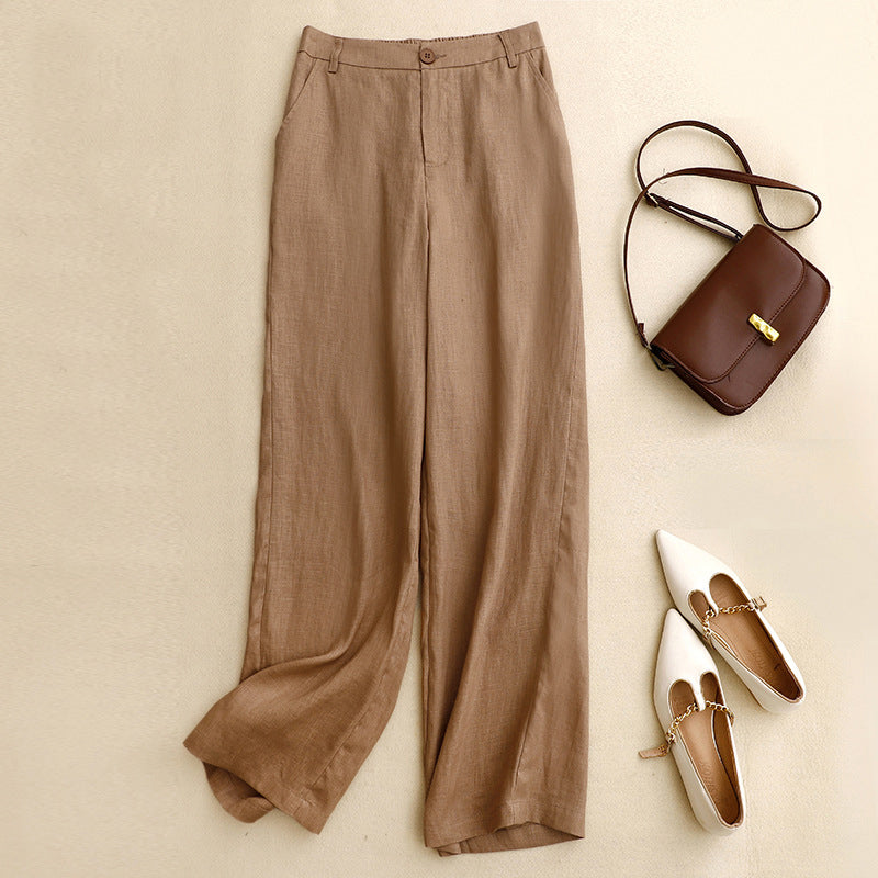 【Cotton and Linen】Solid Colour Casual Trousers