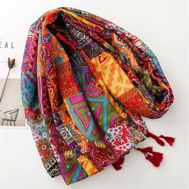 Vintage Ethnic Print Scarf