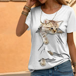 Cat Print Casual T-Shirt