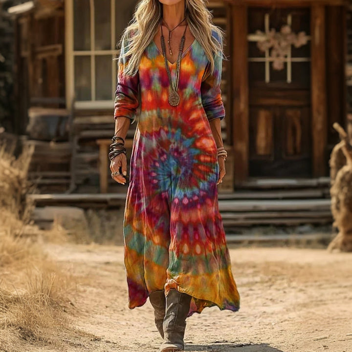 Elegant Floral Print Contrast Dress