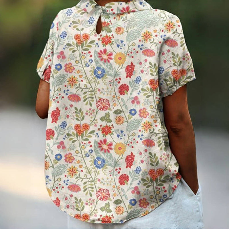 Vintage Floral Print Blouse