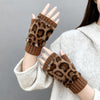 Warm Leopard Print Gloves