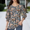 Vintage Floral Print Blouse