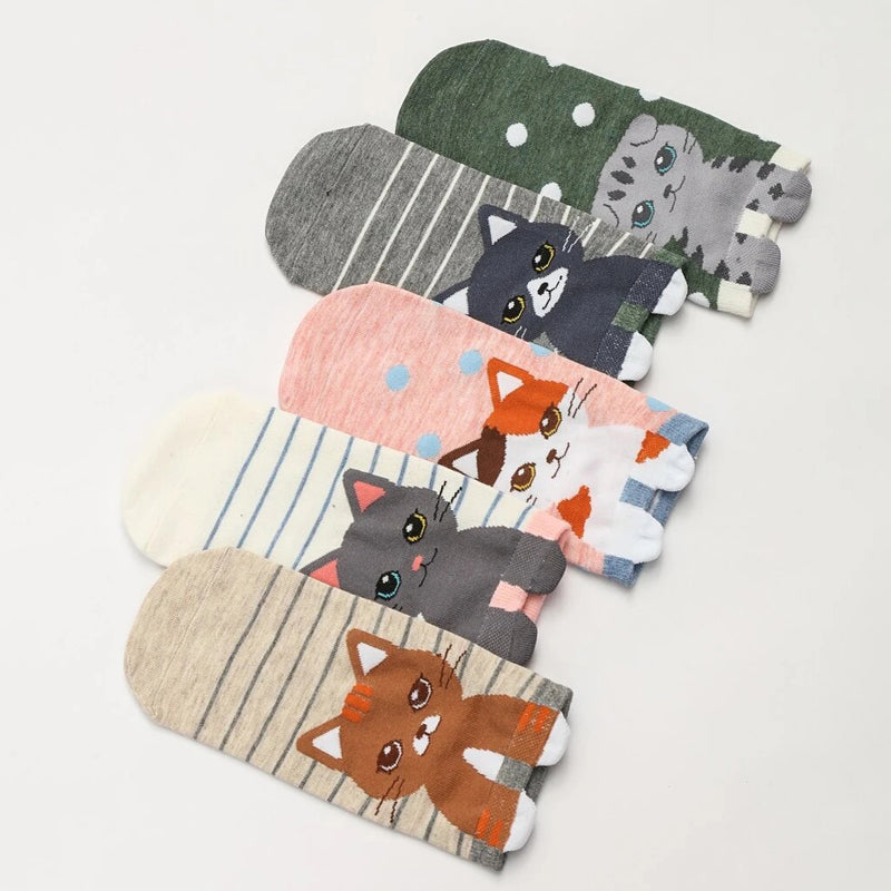 Pack Of 5 Pairs Of Cat Pattern Socks