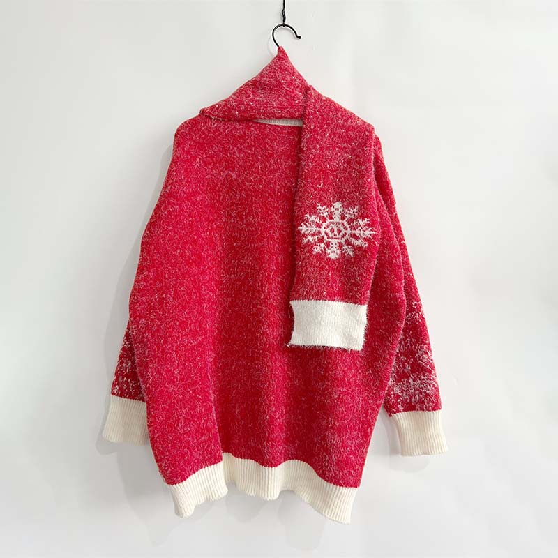 Two Piece Christmas Sweater and Scarf Set