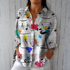 Vintage Music Note Pattern Blouse