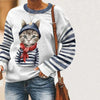 Casual Cat Print Sweatshirt