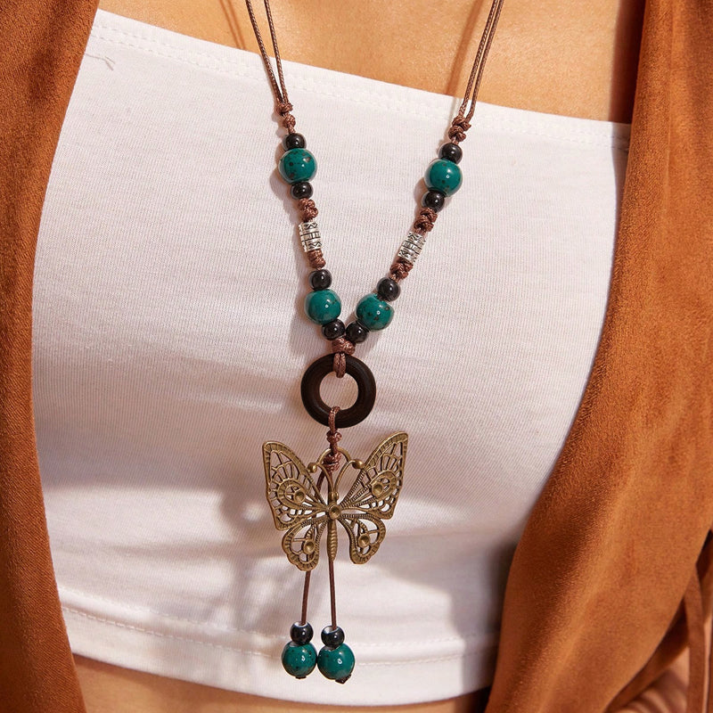 Vintage Ethnic Butterfly Necklace