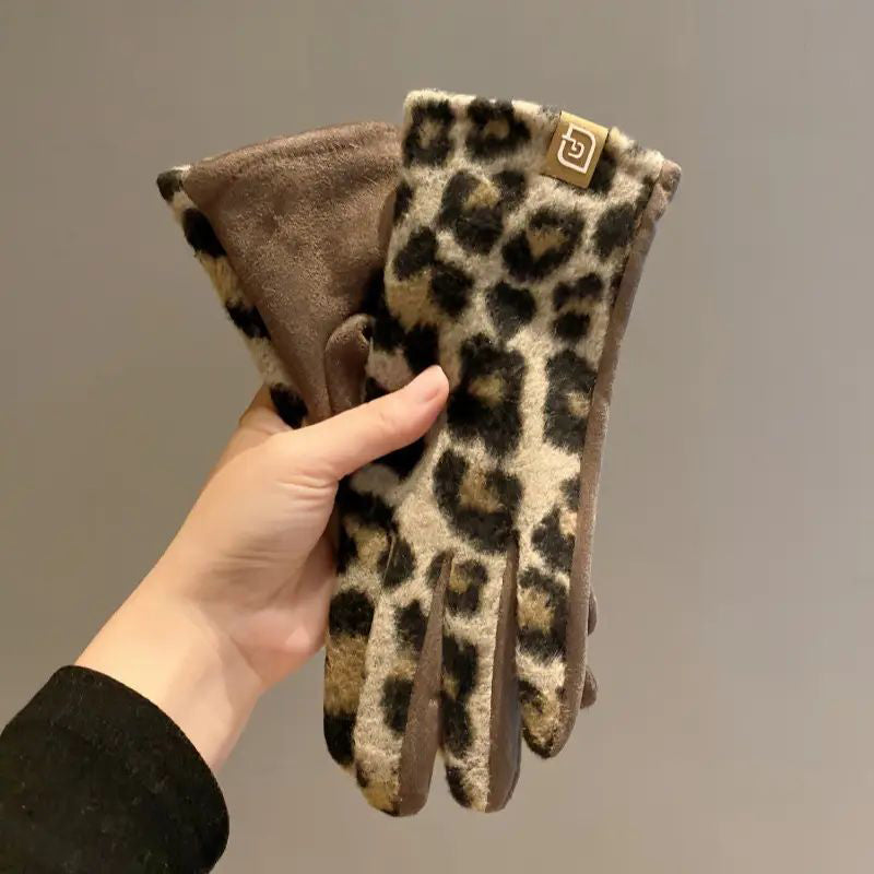 Leopard Print Warm Gloves