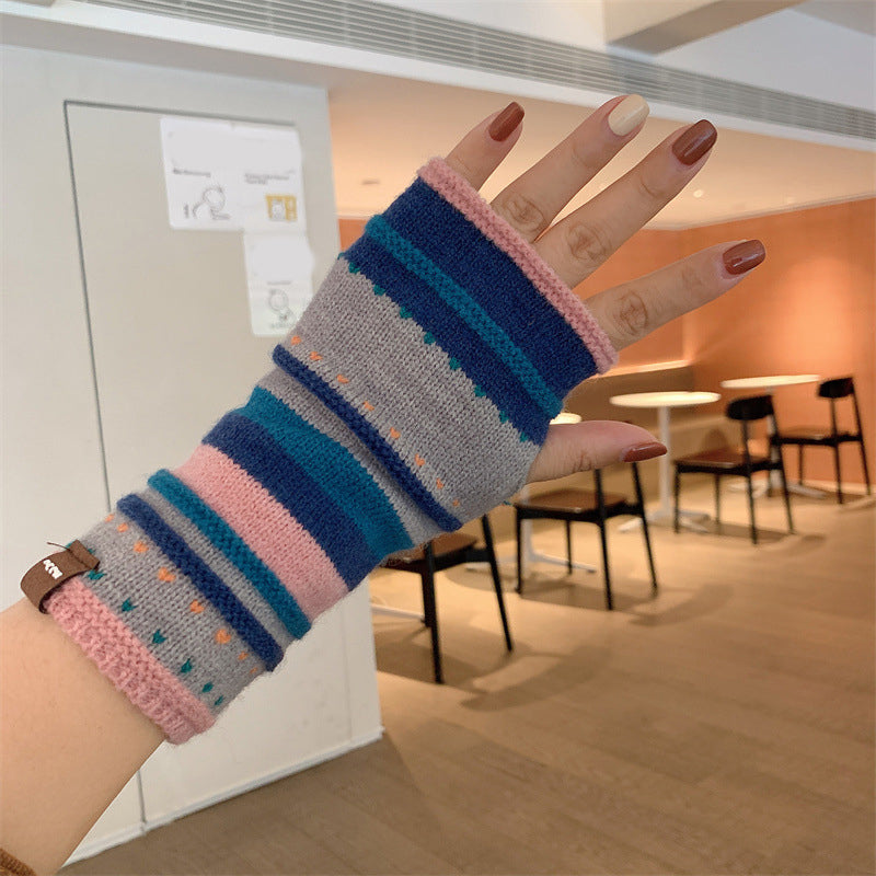 Colourful Striped Warm Gloves