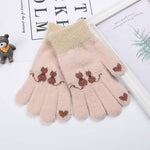 Warm Cat Pattern Gloves