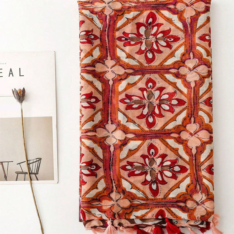 Vintage Floral Print Scarf
