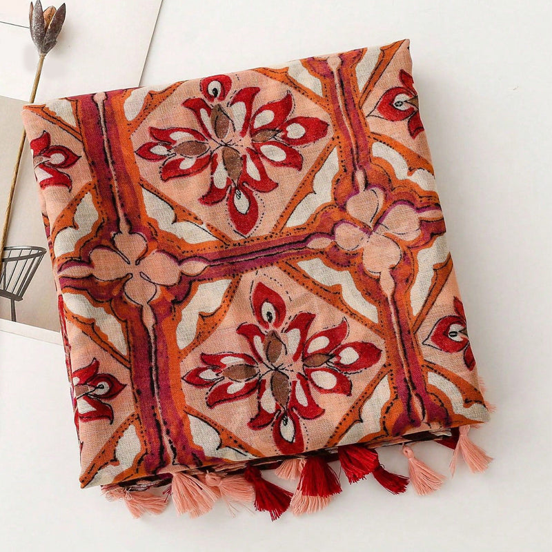 Vintage Floral Print Scarf