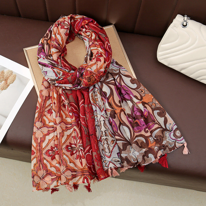 Vintage Floral Print Scarf
