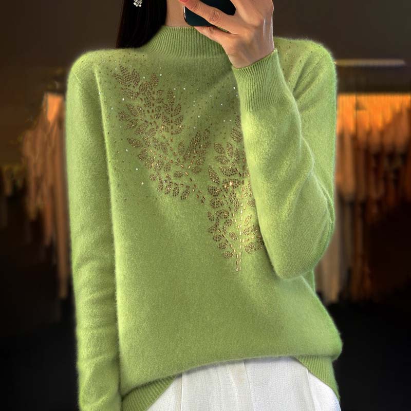 Leaf Print Knit Sweater
