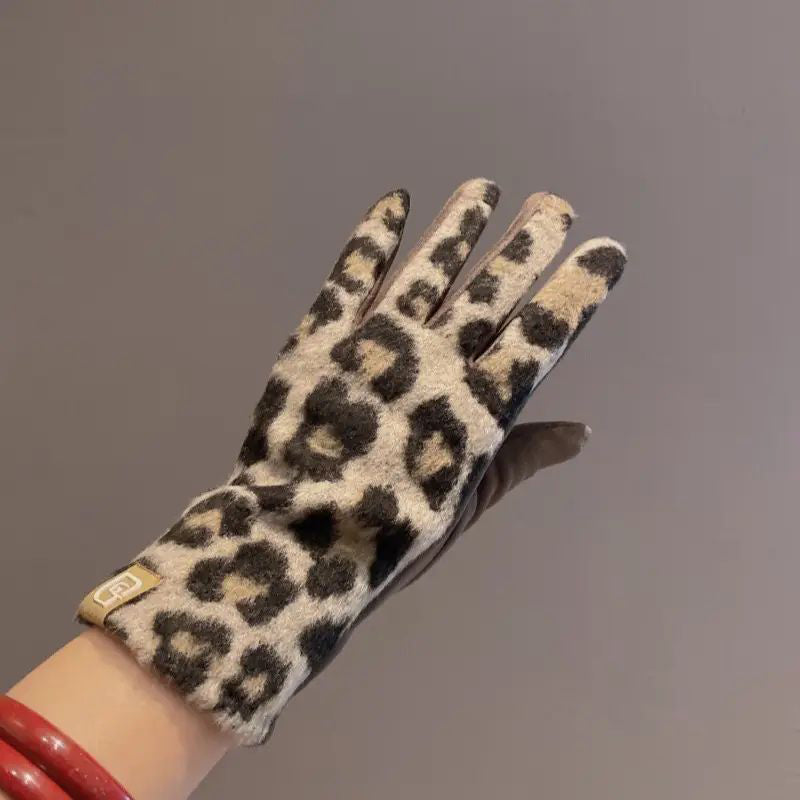 Leopard Print Warm Gloves