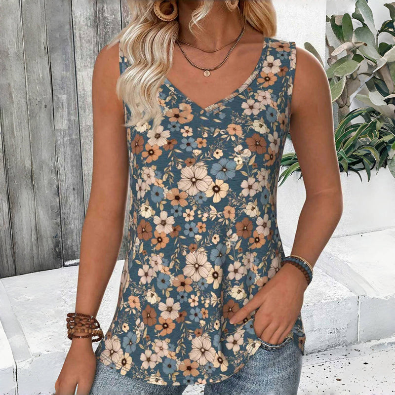 Vintage Floral Print Tank Top