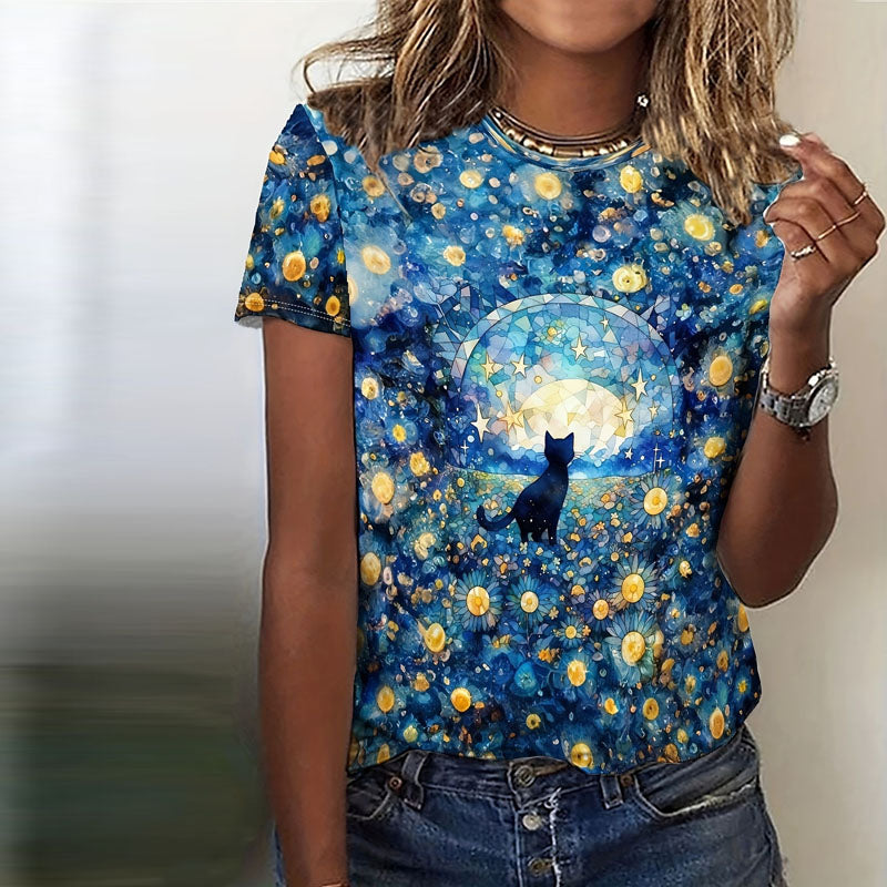 Creative Cat Print T-Shirt