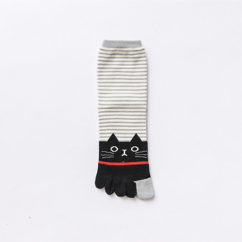 Cartoon Cat 5-Toe Socks