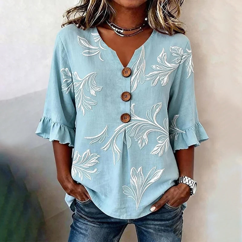 Vintage Leaf Print Blouse – Susan Julie