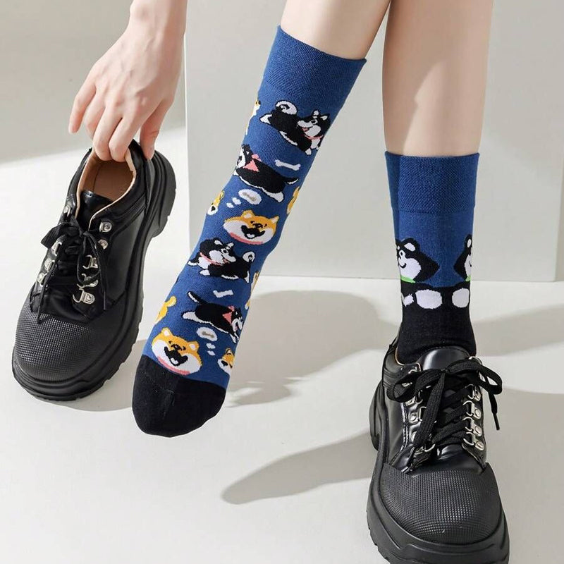 Asymmetrical Animal Print Socks