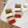 Colourful Striped Plush Gloves