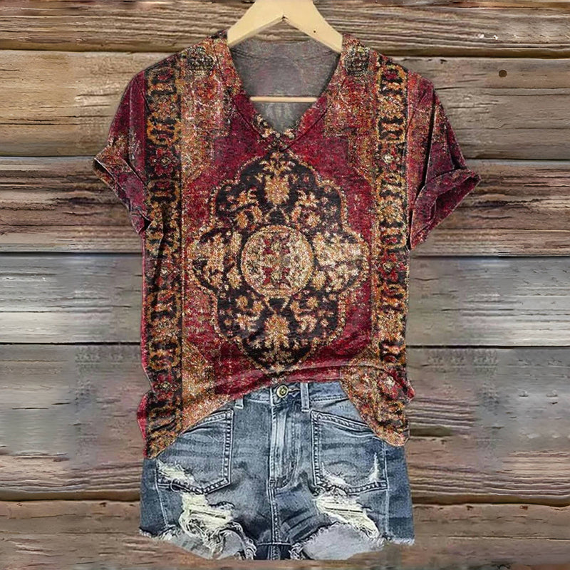 Vintage Ethnic Print T-Shirt