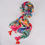 Colourful Leaf Print Scarf