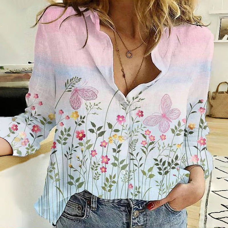 Gradient Floral Blouse