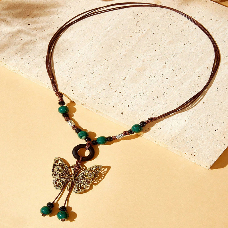 Vintage Ethnic Butterfly Necklace