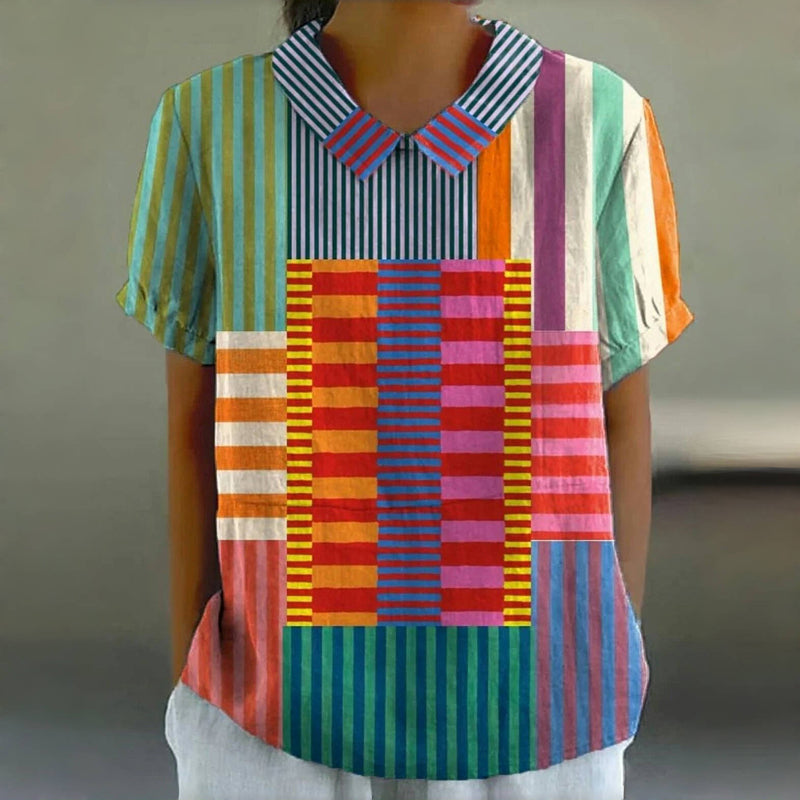 Vintage Colourful Striped Blouse