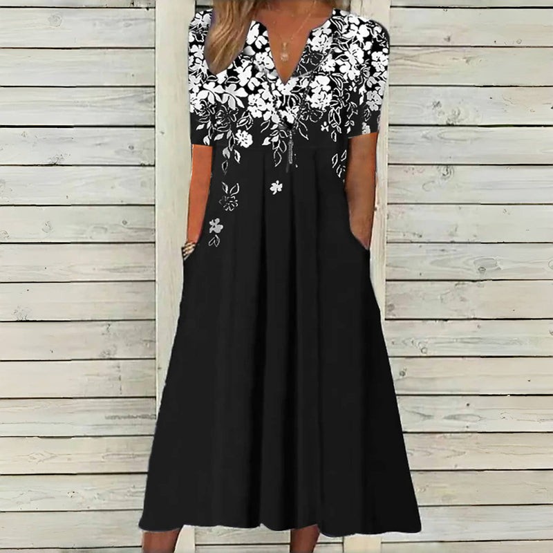 Vintage Floral Print Dress