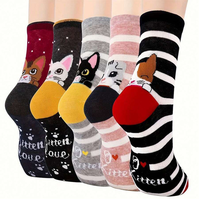 Cartoon Cat Print Socks