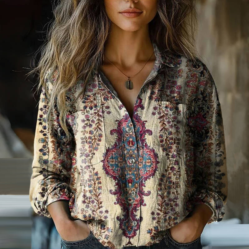 Vintage Floral Print Blouse