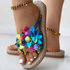 3D Floral Decorative Flat Slippers