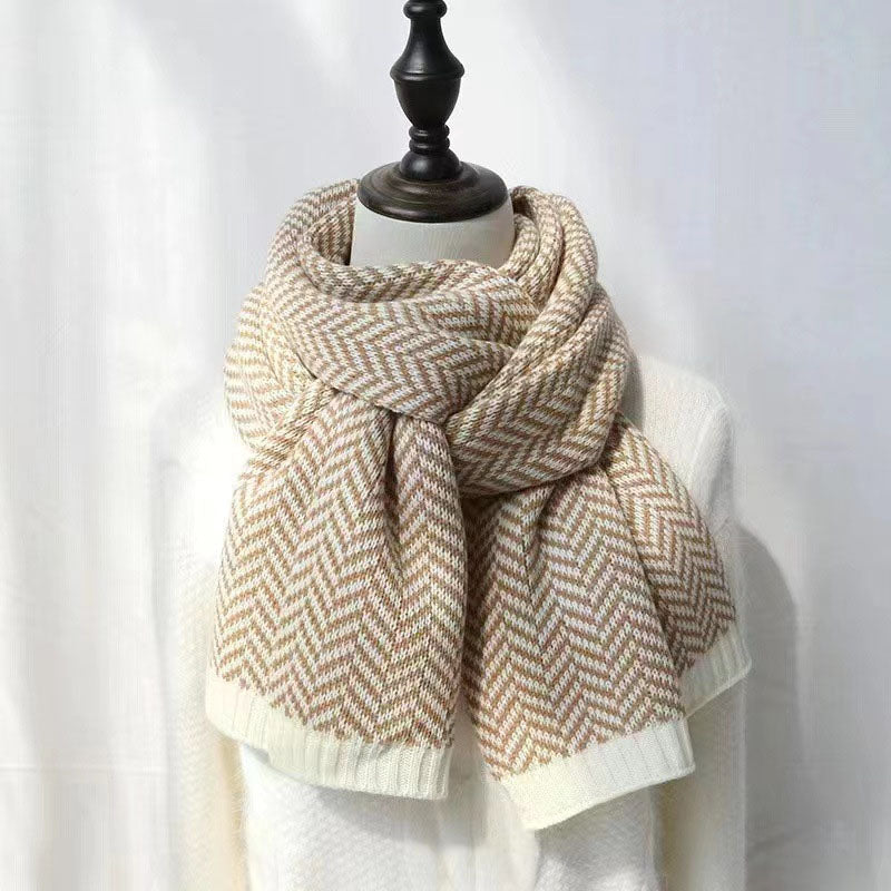 Warm Striped Knitted Scarf