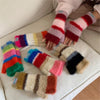 Colourful Striped Plush Gloves