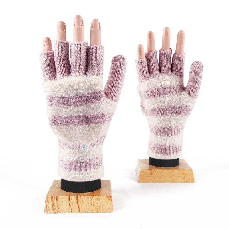 Striped Knitted Gloves