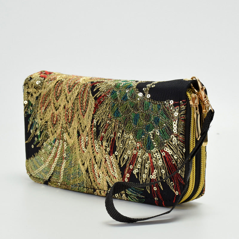 Ethnic Style Peacock Embroidered Bag