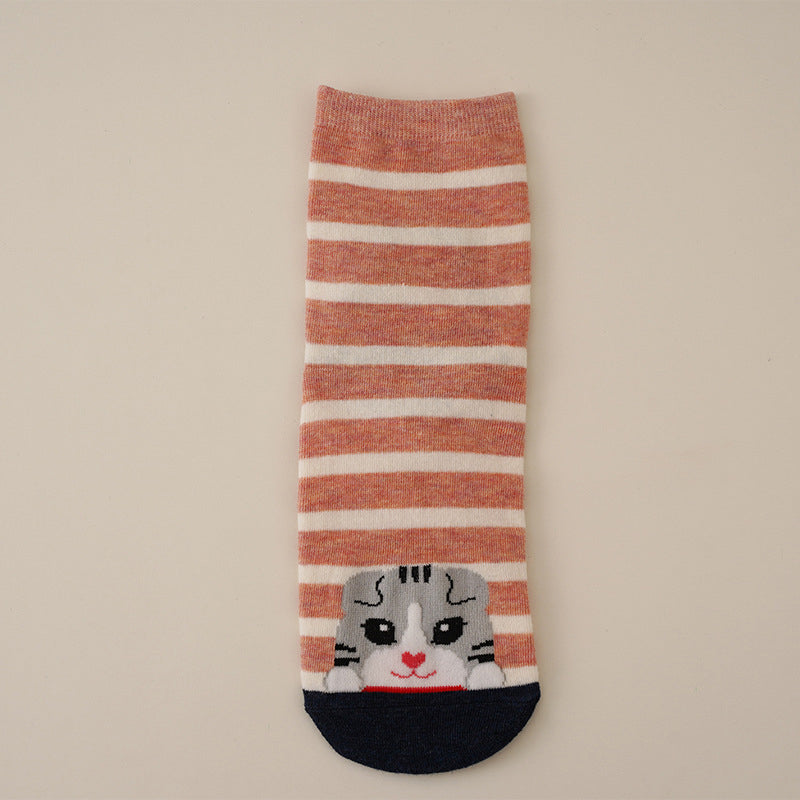 Cartoon Cat Print Socks