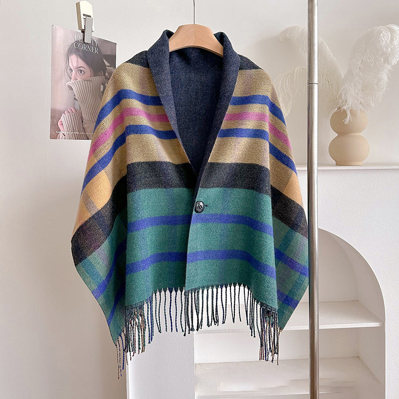 Vintage Plaid Shawl