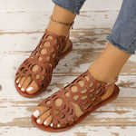 Ethnic Hollow Flat Sandals