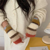 Colourful Striped Plush Gloves