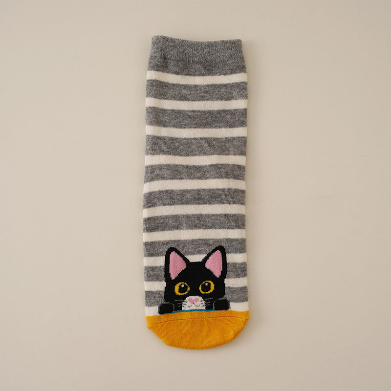 Cartoon Cat Print Socks