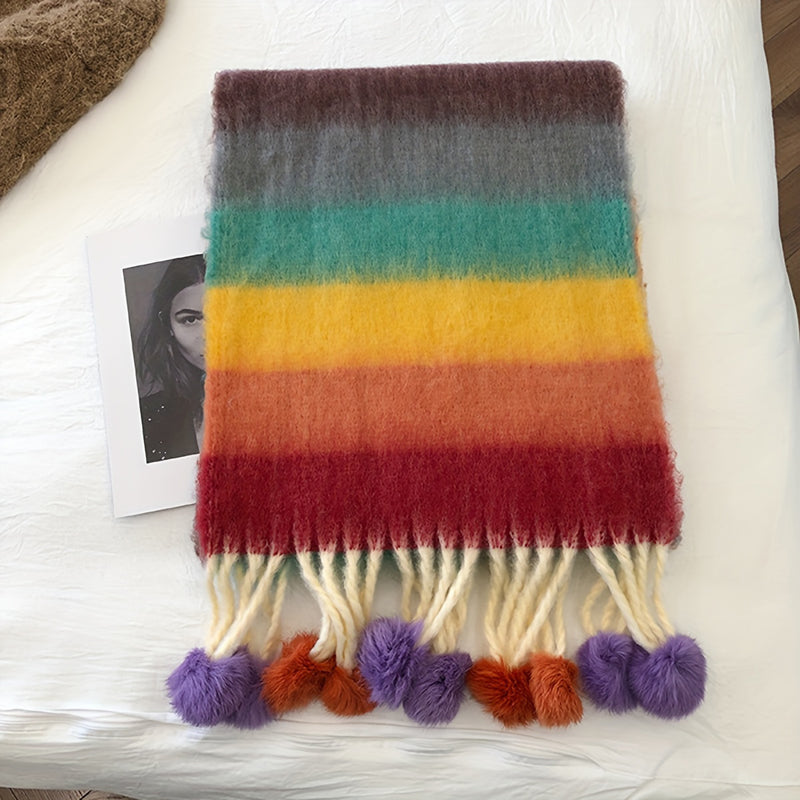 Colourful Striped Warm Scarf