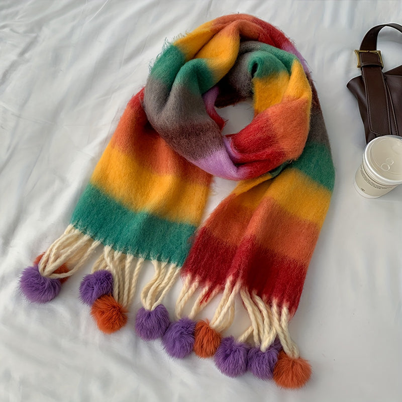 Colourful Striped Warm Scarf