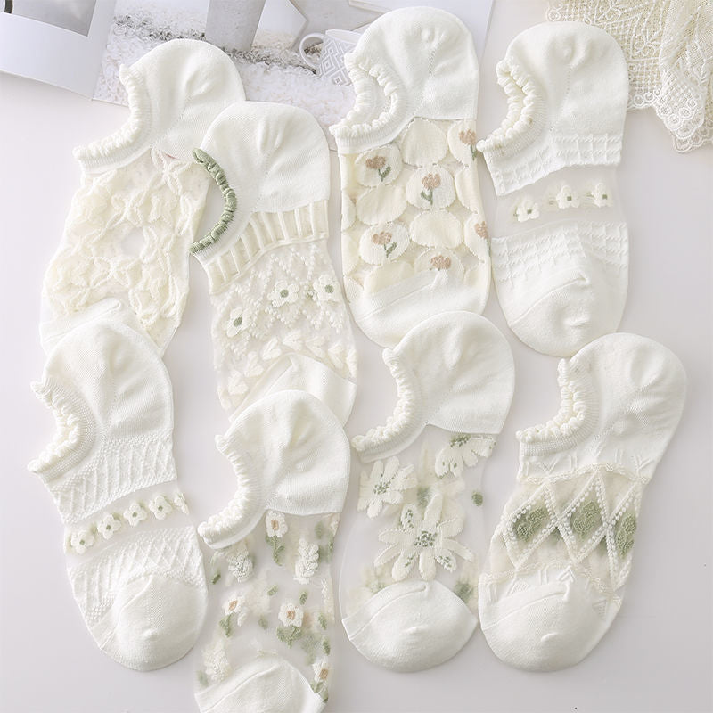 Pack Of 8 Pairs Of Floral Socks