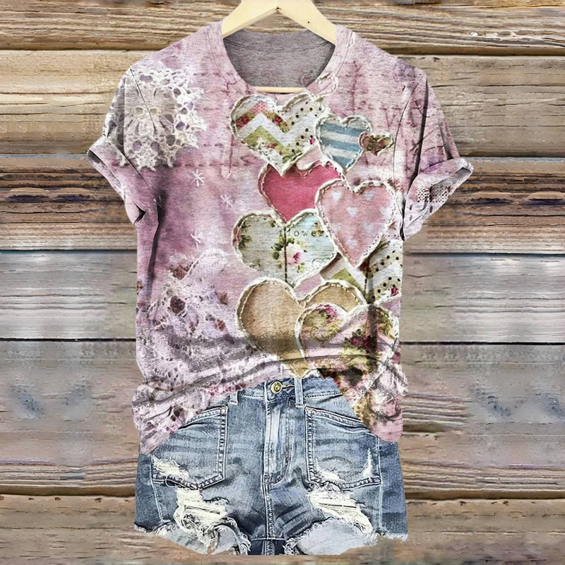 Heart Print Casual T-Shirt