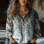 Vintage Ethnic Print Blouse